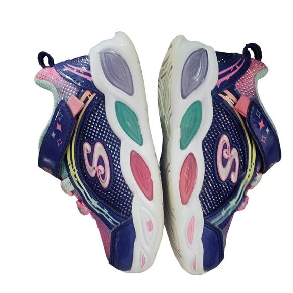 Skechers S-Lights Running Shoes Sneakers Purple Pink Baby Girls Size 7 - Picture 7 of 12